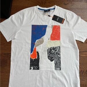 Hugo Boss White Tee with Abstract Graphic